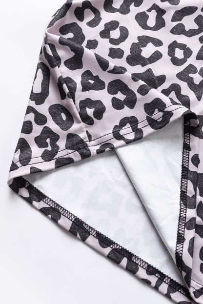 Black Half Leopard Patchwork Plus Size T-shirt 