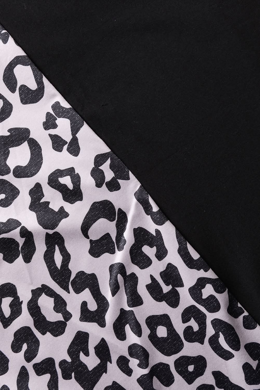 Black Half Leopard Patchwork Plus Size T-shirt 