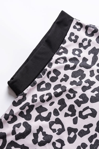 Black Half Leopard Patchwork Plus Size T-shirt 