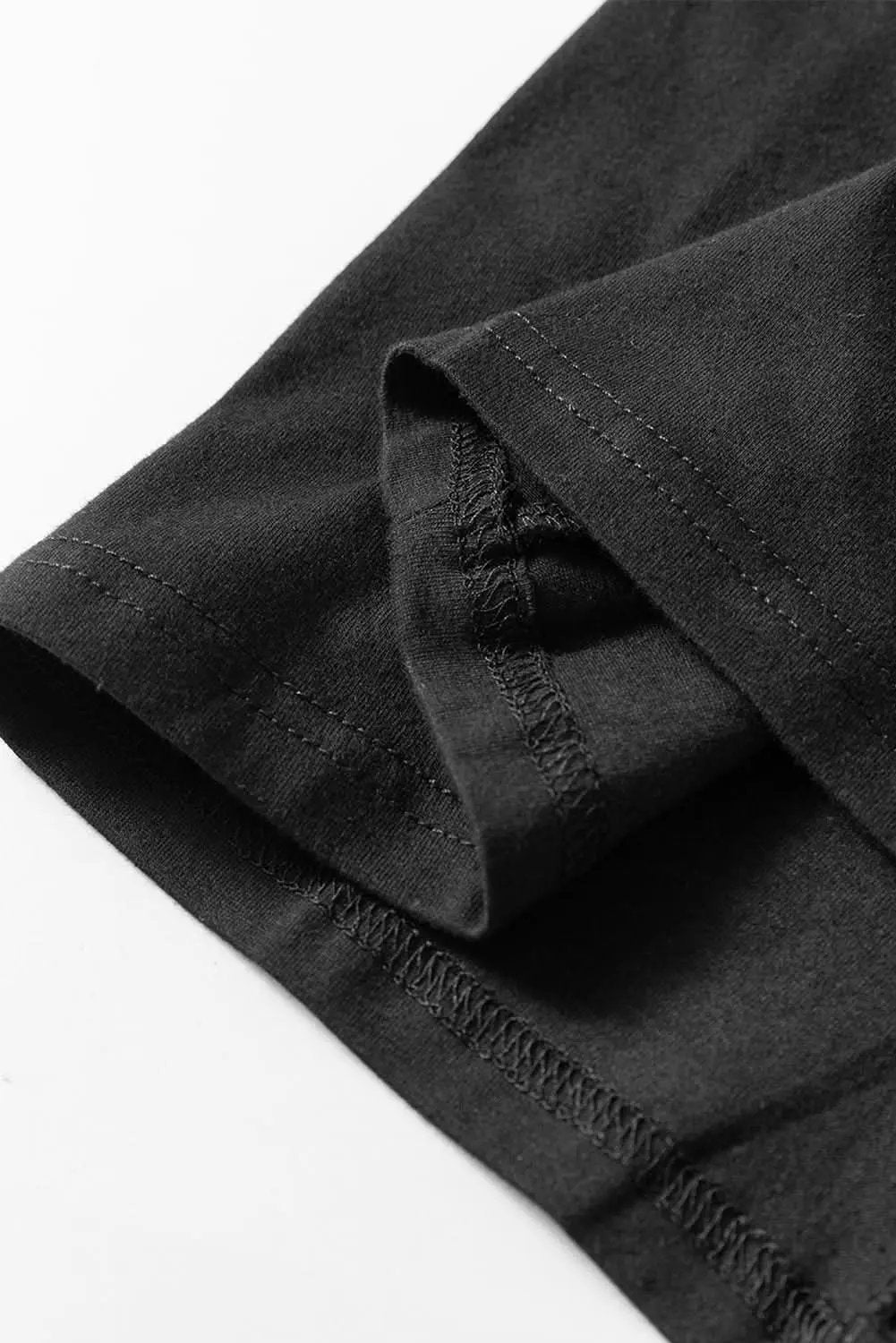 Black Solid Color Round Neck Basic Tunic T Shirt - Love Salve 