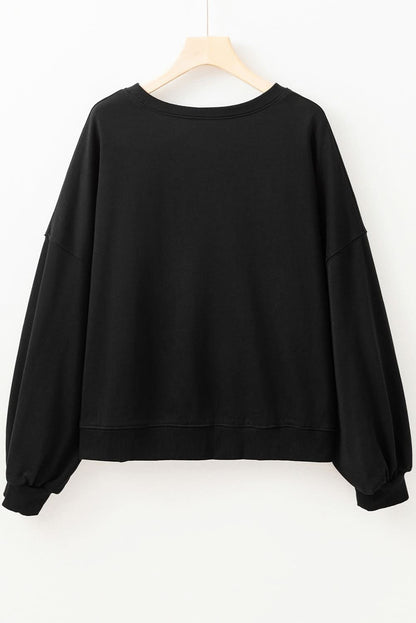 Black TOUCH DOWN Football Graphic Pullover Sweatshirt - Love Salve 