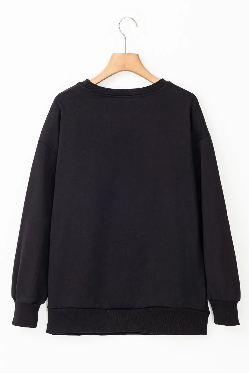 Black Tinsel Game Day Drop Shoulder Graphic Sweatshirt - Love Salve 