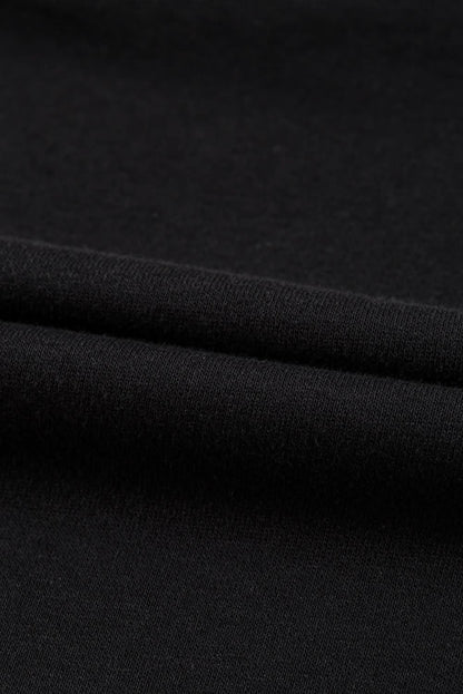 Black cropped rugby sweatshirt with tassels and sequins - Love Salve 