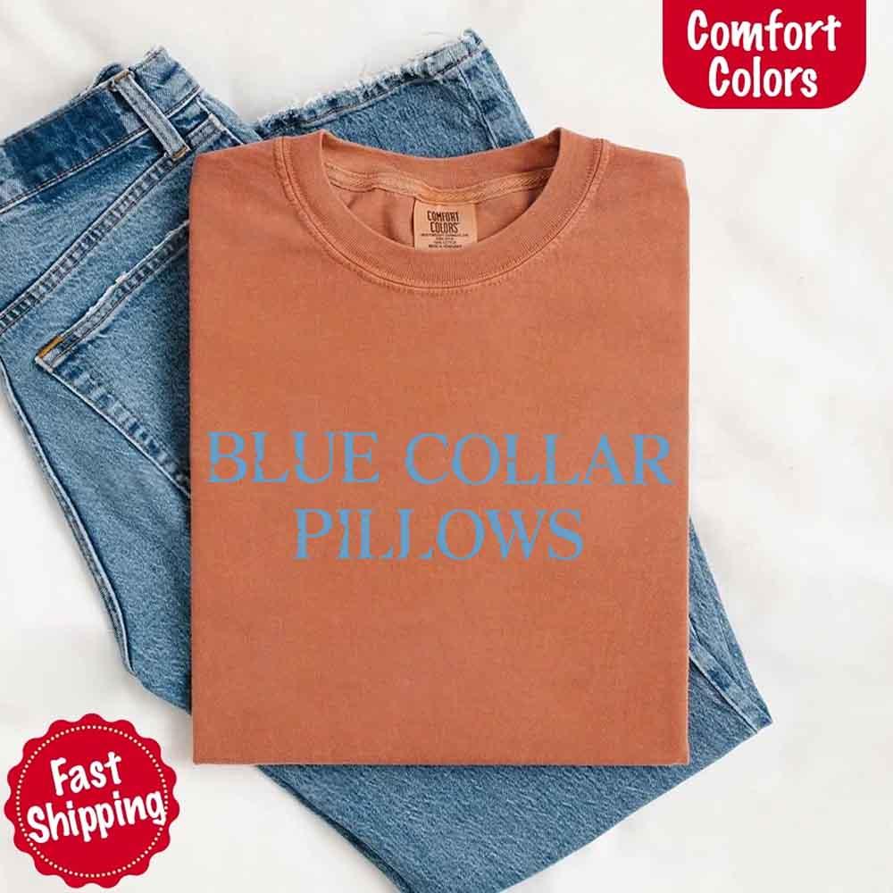 The Adorb Custom Tees Blue Collar Wife graphic tee displayed in a variety of available soft, garment-dyed Comfort Colors opti