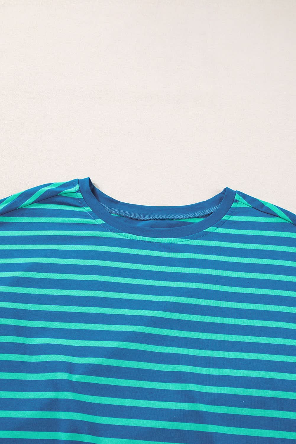 Blue Stripe Colorblock Patchwork Baggy T Shirt - Love Salve 
