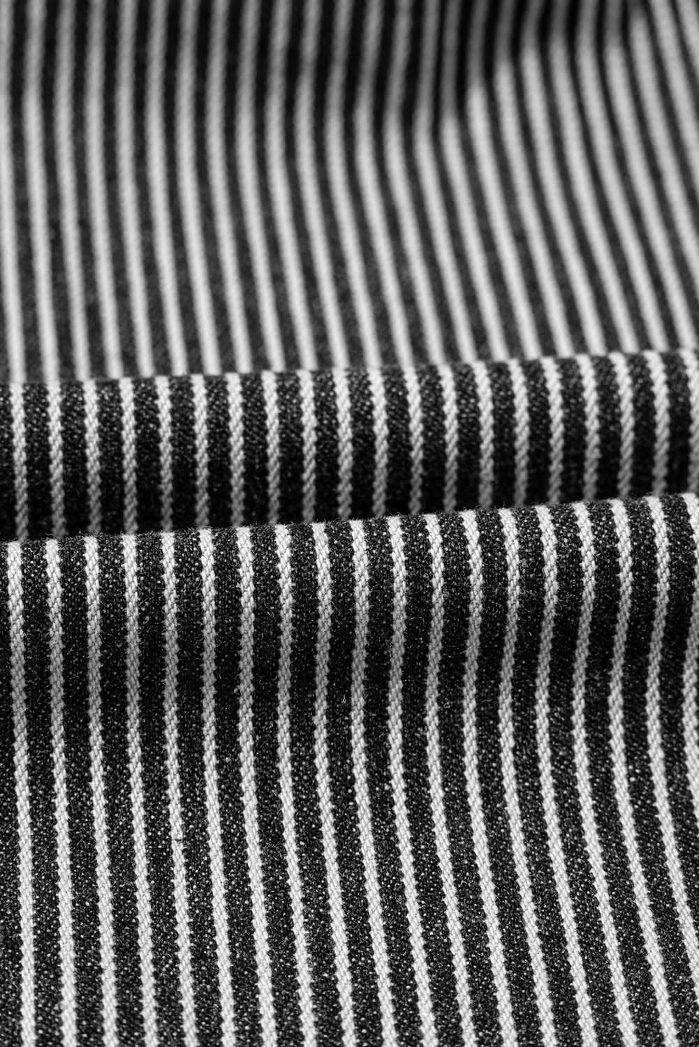 Blue Stripe Washed Oversize Pocketed Denim Jacket - Love Salve 