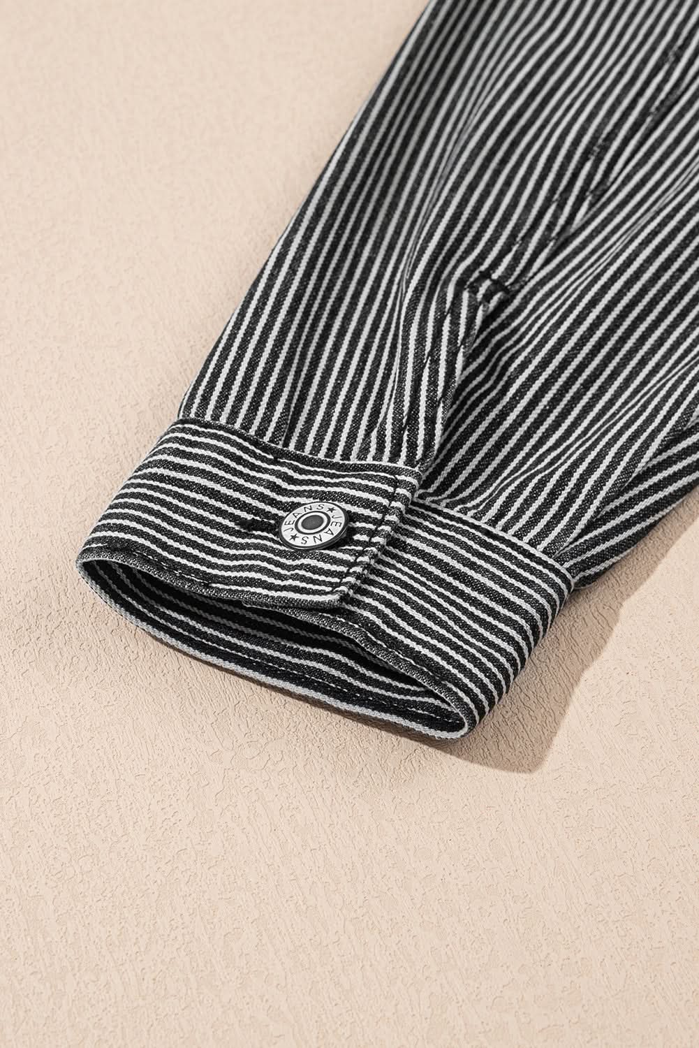 Blue Stripe Washed Oversize Pocketed Denim Jacket - Love Salve 