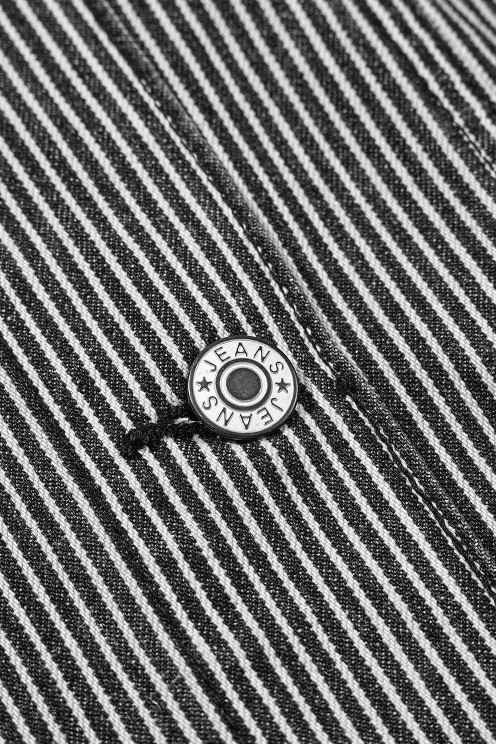 Blue Stripe Washed Oversize Pocketed Denim Jacket - Love Salve 