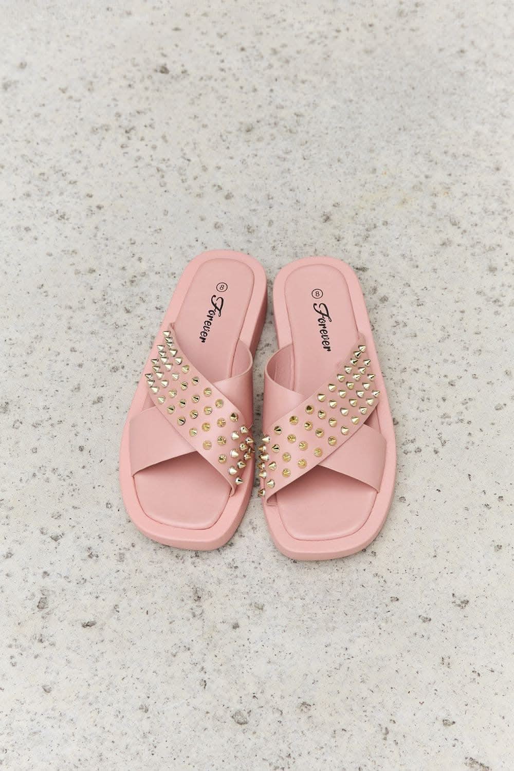 Blush studded cross strap sandals - Love Salve 