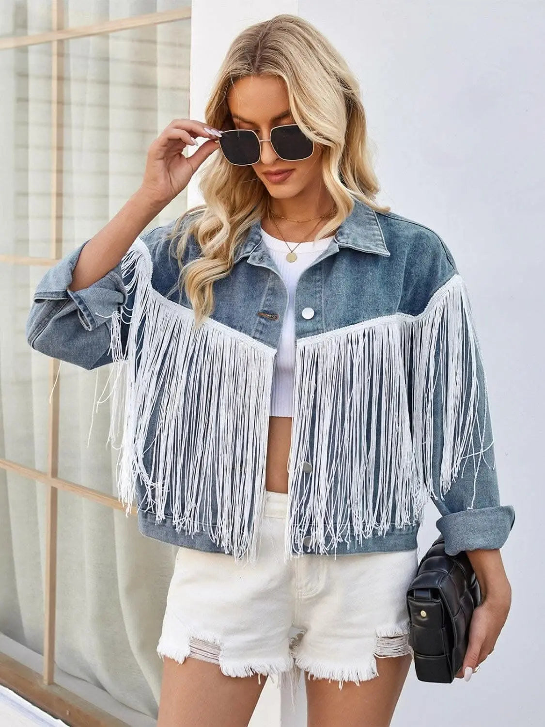 Boho tassel denim jacket - Love Salve 