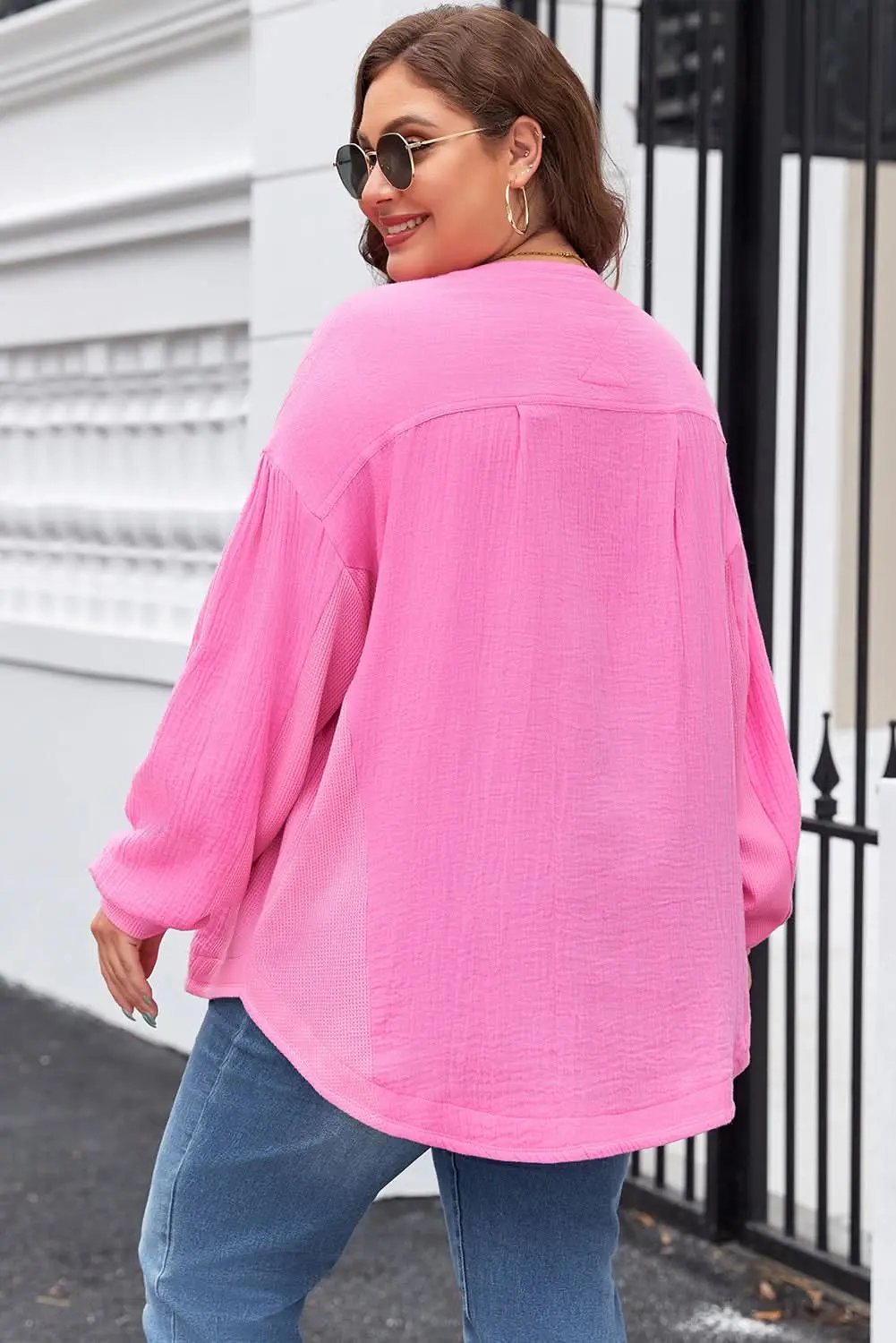 Bonbon plus size half-button top - Love Salve 