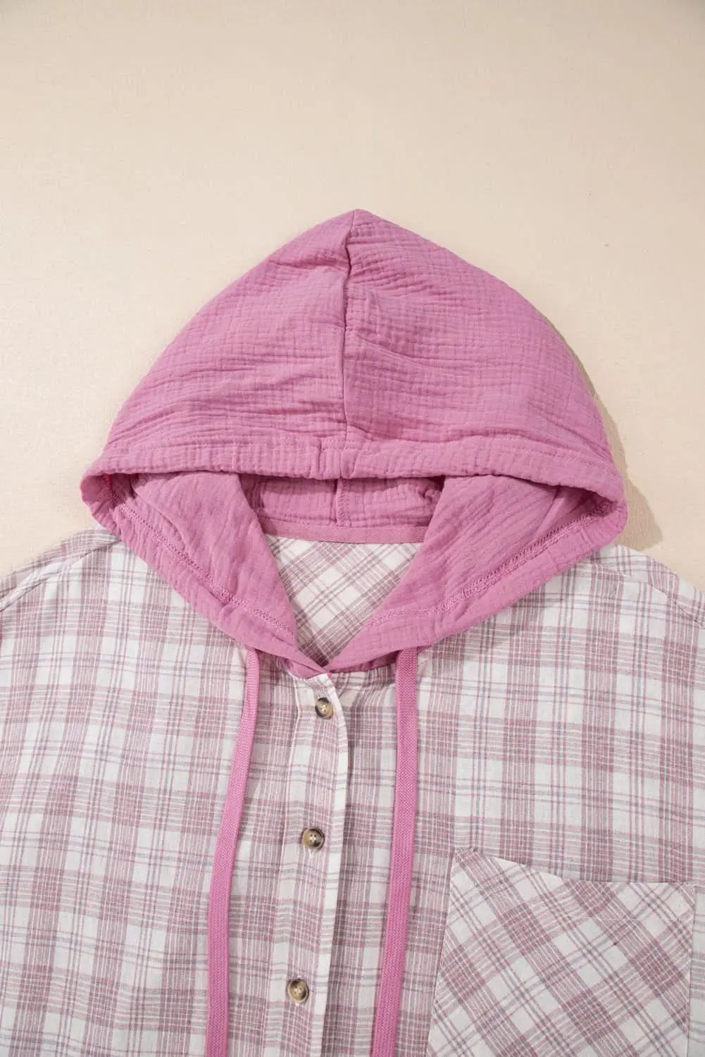 Bonbon plus size plaid hooded shirt - Love Salve 