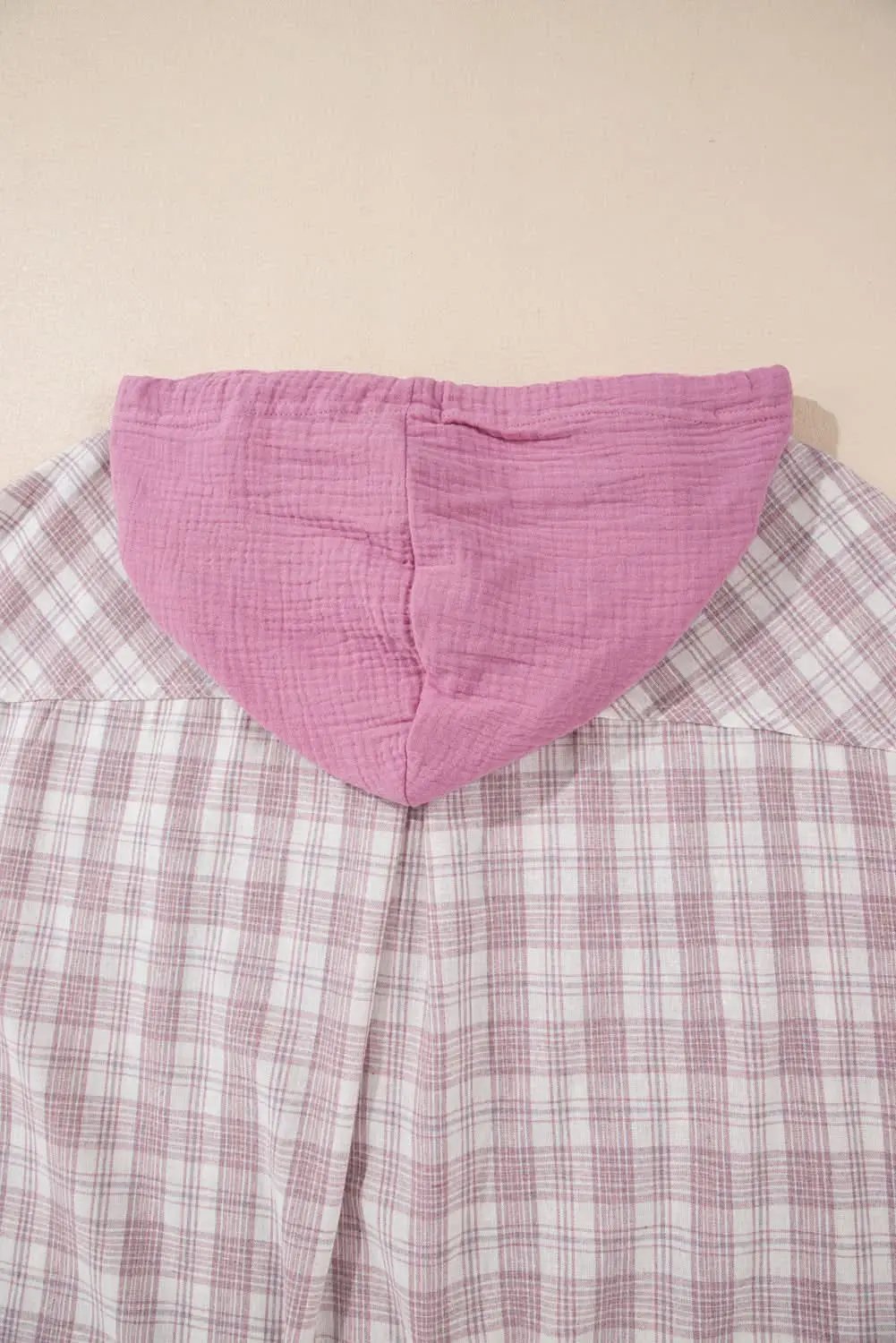 Bonbon plus size plaid hooded shirt - Love Salve 