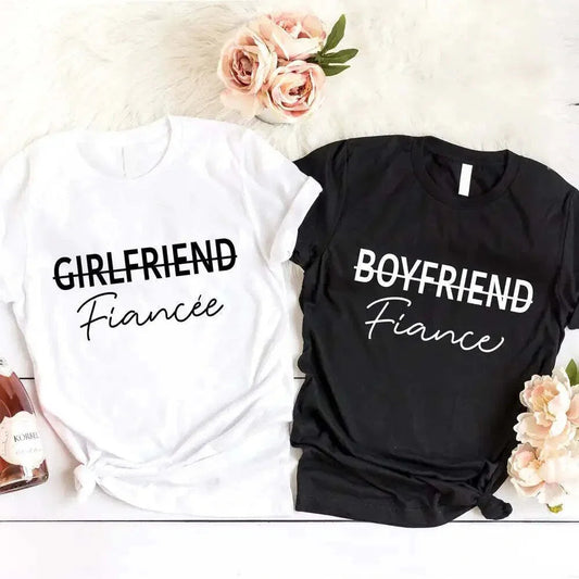 Adorb.co Boyfriend & Girlfriend Couples Tee set, featuring two matching graphic t-shirts for partners. These comfortable love