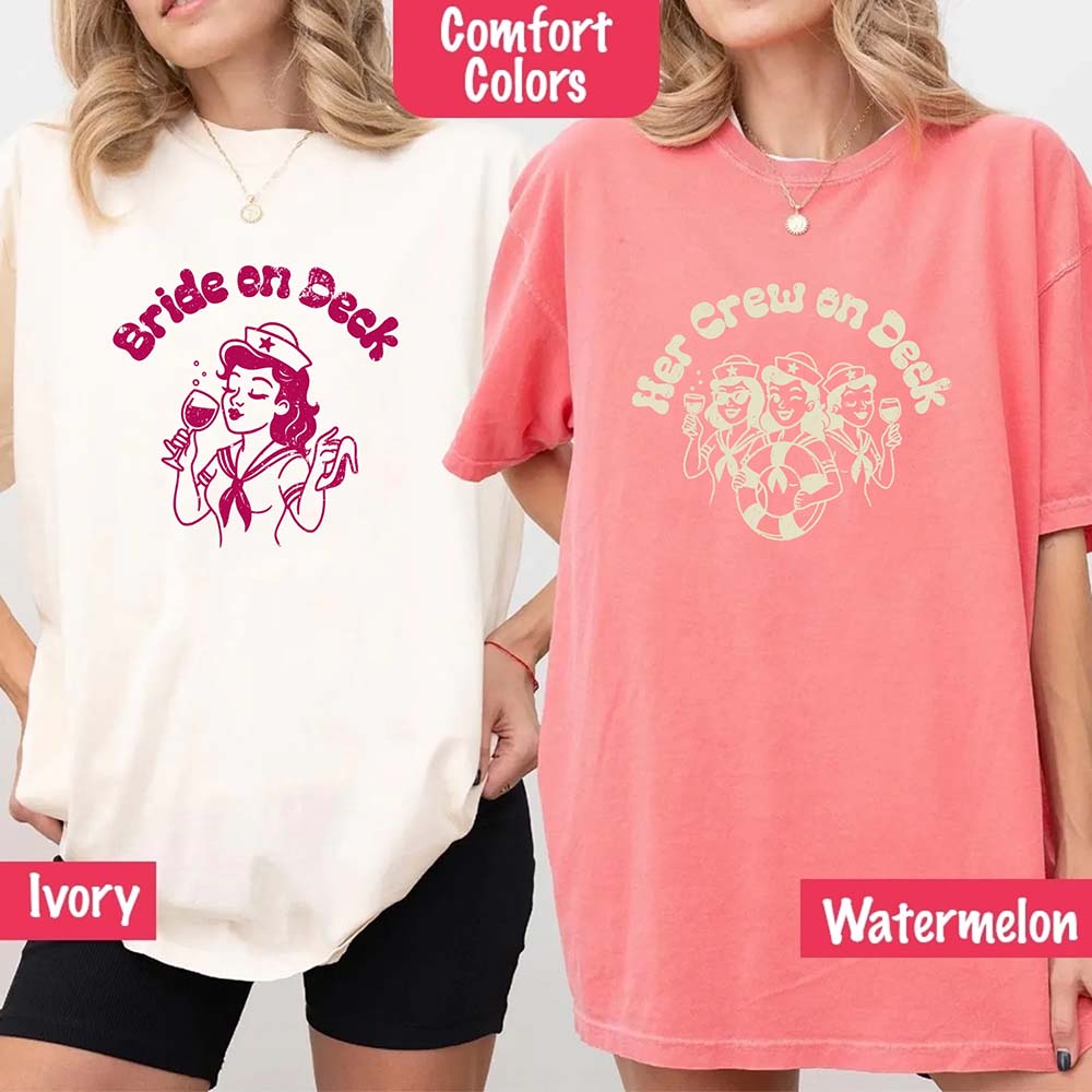 Bride on Deck Comfort Colors Shirt – Nautical Bachelorette Party Tee for Cruise or Beach Wedding Adorb Custom Tees