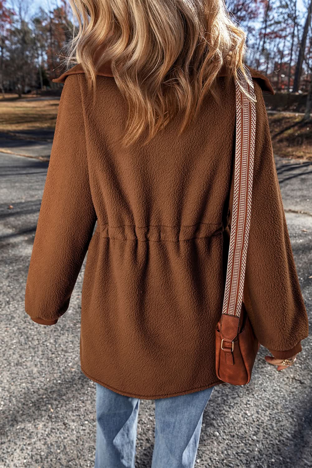 Brown Half Zip Fleece Pullover Sweatshirt - Love Salve 