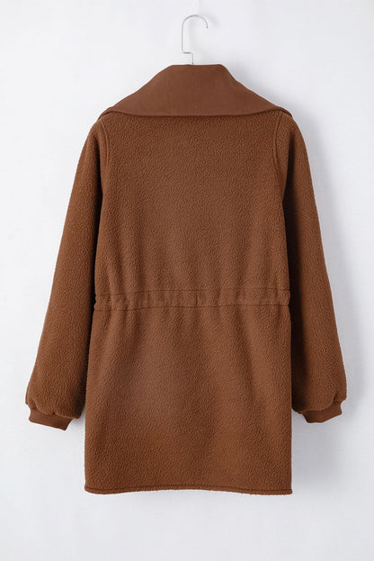 Brown Half Zip Fleece Pullover Sweatshirt - Love Salve 