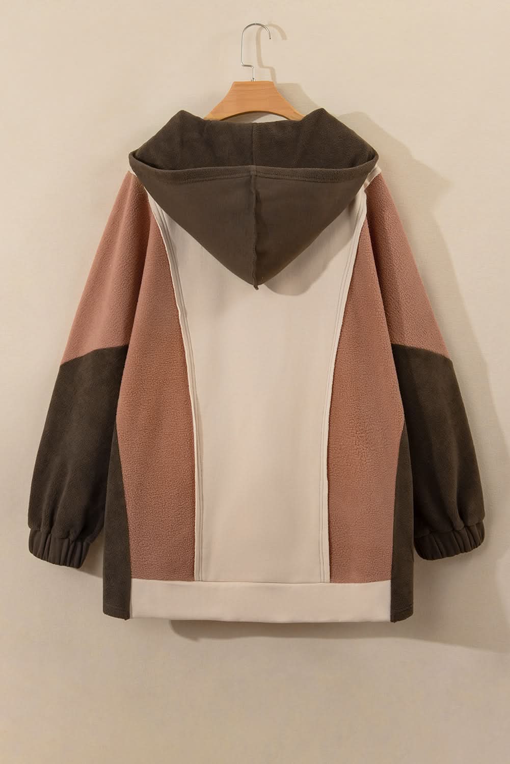 Brown colorblock plus size hoodie - Love Salve 