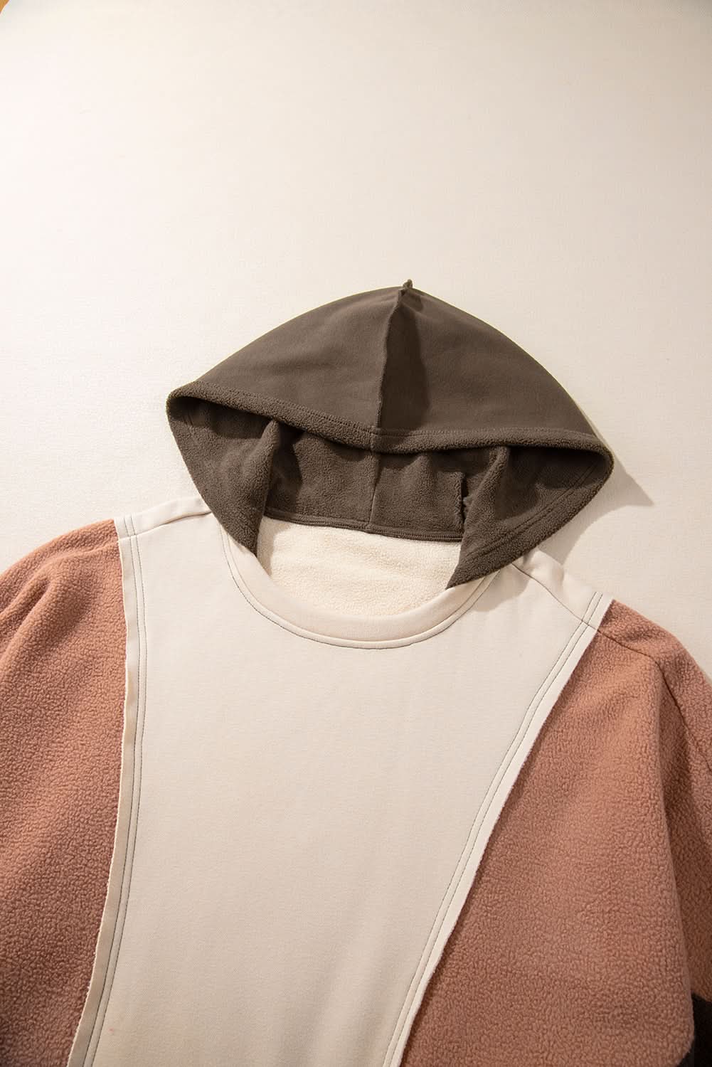 Brown colorblock plus size hoodie - Love Salve 