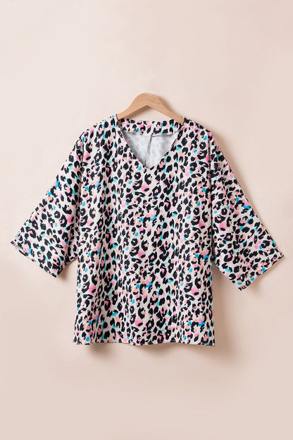 Brown leopard batwing top for plus sizes - Love Salve 