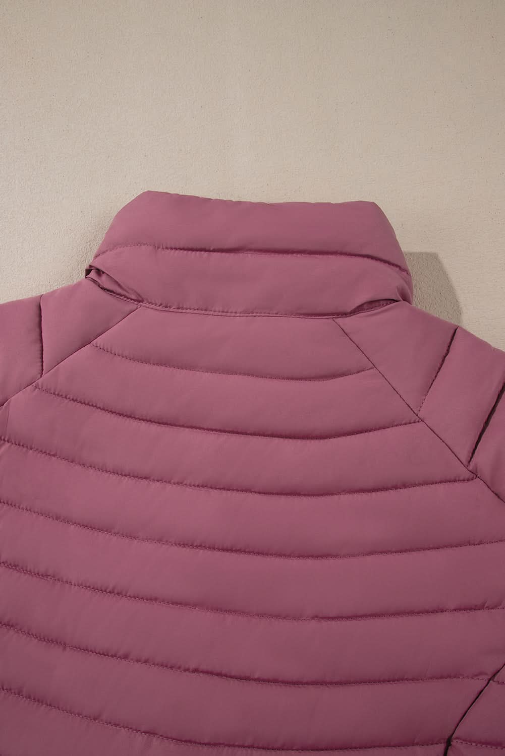 Burgundy Solid Color Quilted Zip-up Puffer Jacket - Love Salve 
