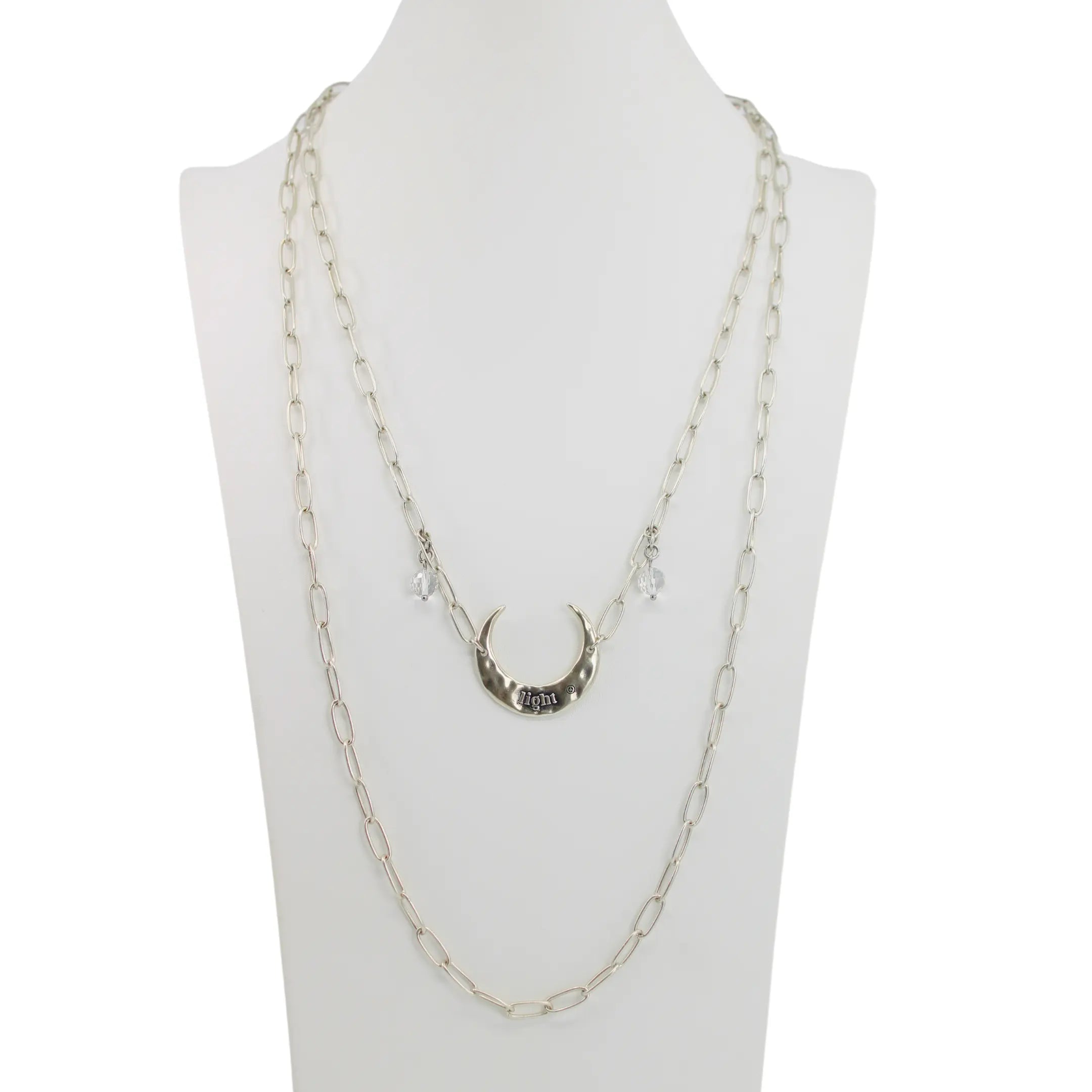 Light Crescent Moon Long Chain Necklace Katia Designs