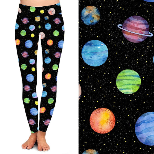 Watercolor Space Leggings â€“ Galaxy Planet  Leggings with Pockets MM