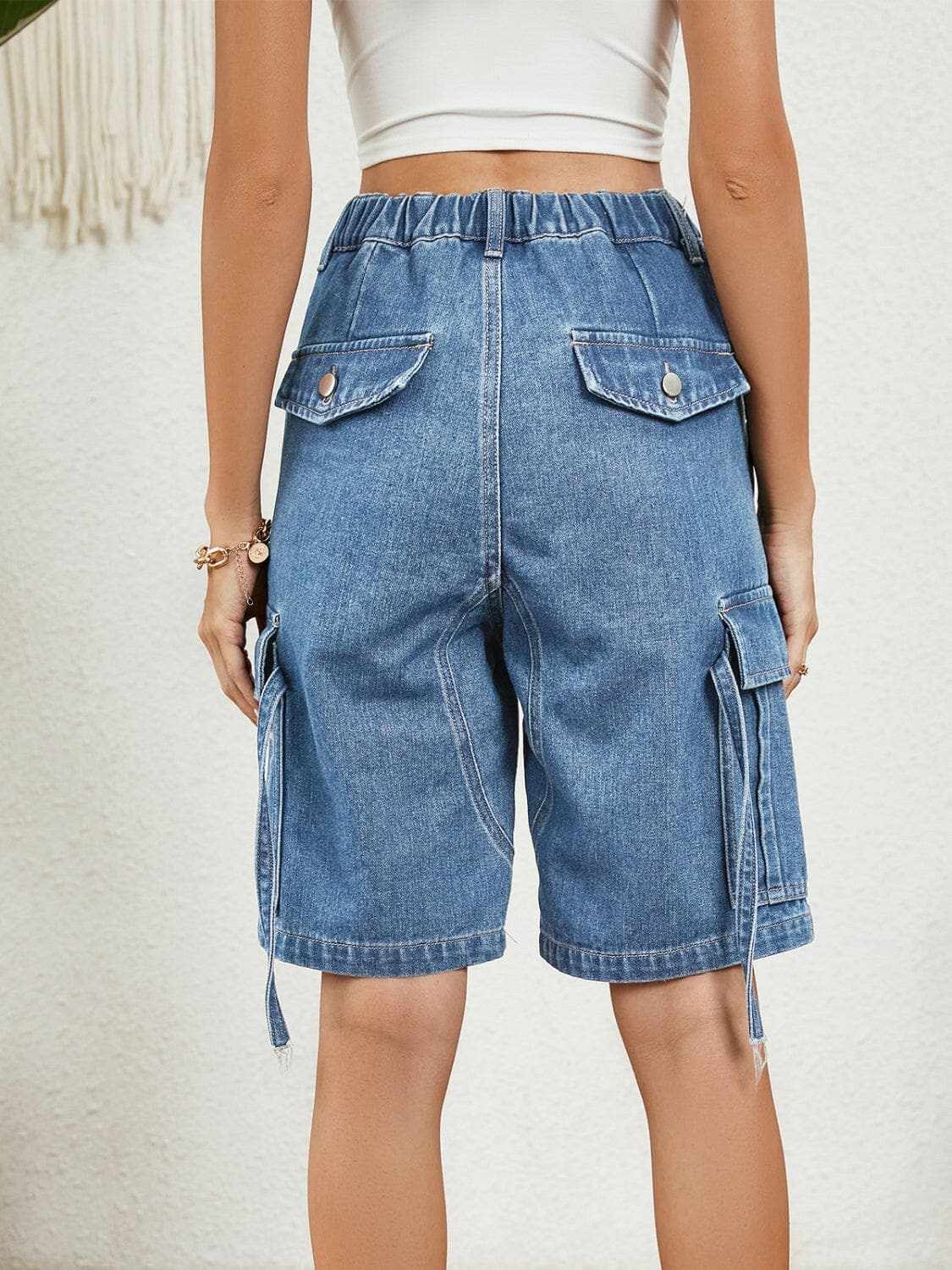 Buttoned denim shorts with pockets - Love Salve 