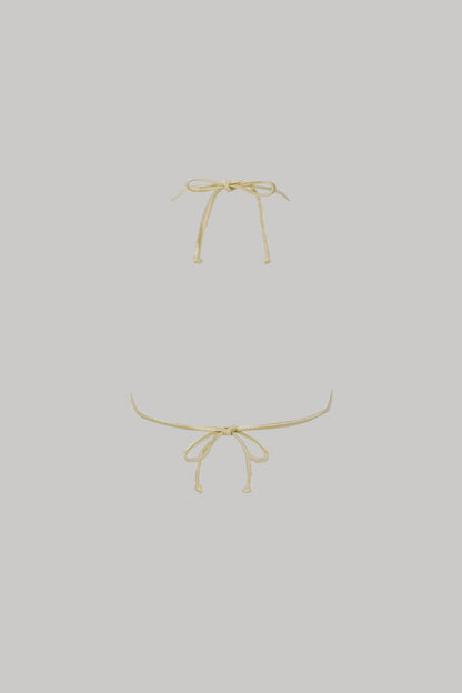Cara Triangle Bikini Top in Goddess Satin with Adjustable Ties - Love Salve 