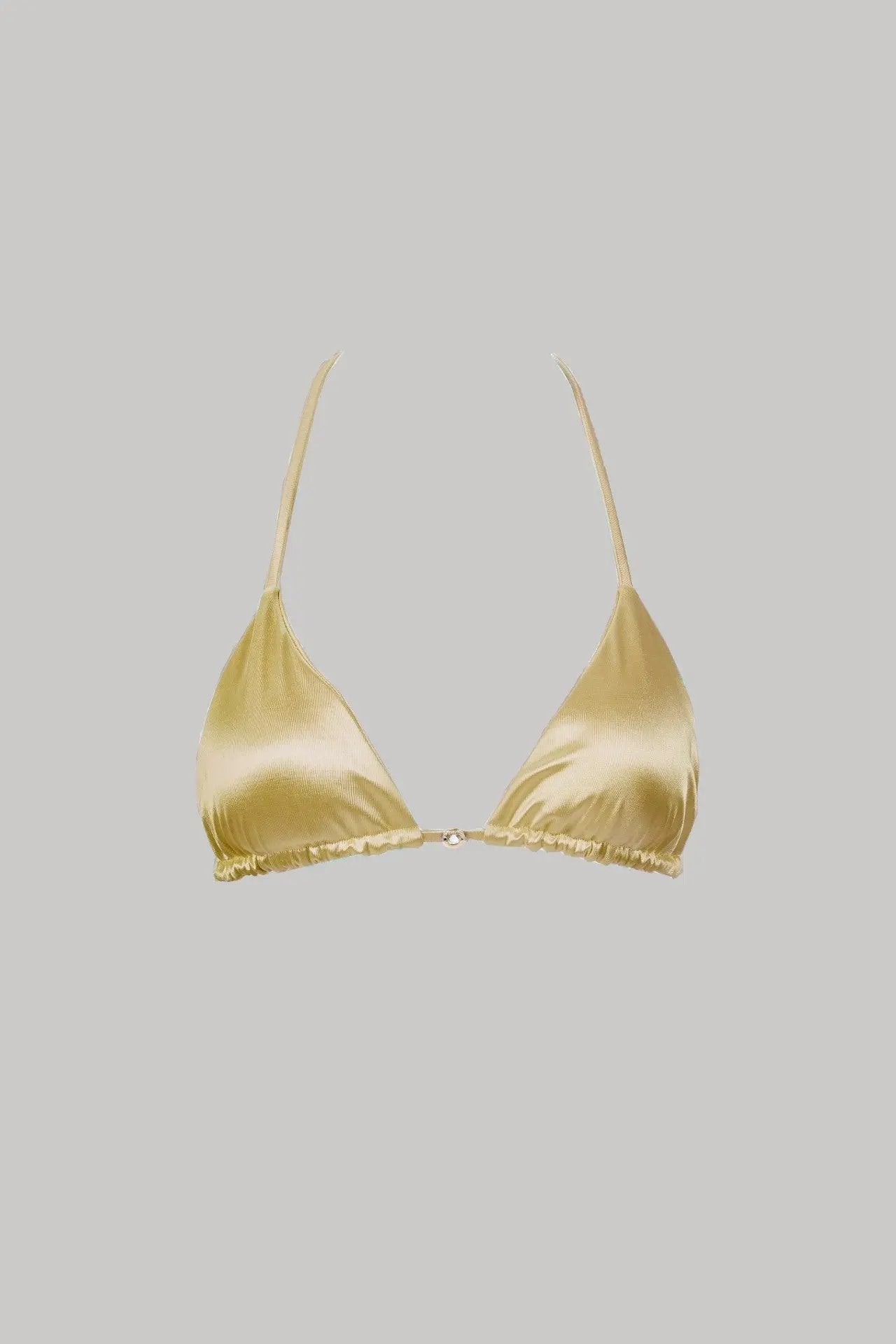 Cara Triangle Bikini Top in Goddess Satin with Adjustable Ties - Love Salve 