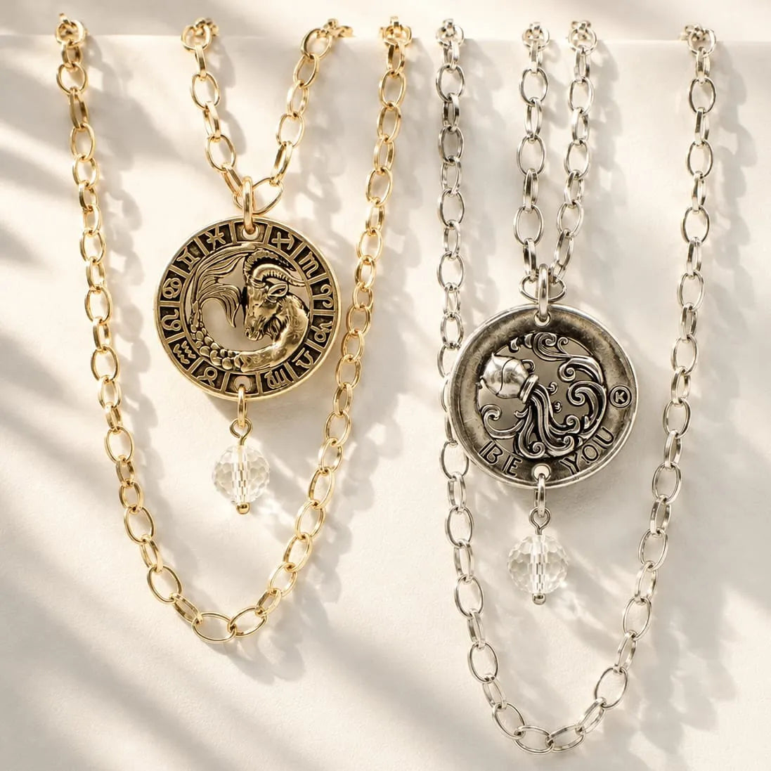 Katia Designs Be You Zodiac Original Lite Necklace, featuring a faceted crystal quartz pendant, ideal for an astrology gift.