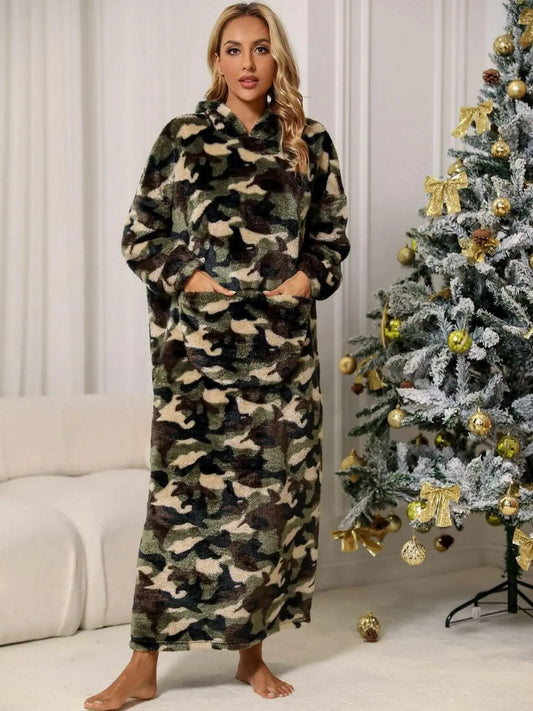 Camo hooded teddy nightgown - Love Salve 