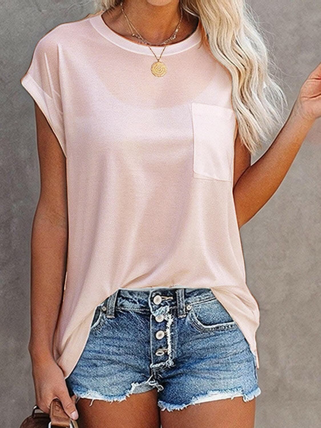 Cap sleeve t-shirt in light colors - Love Salve 