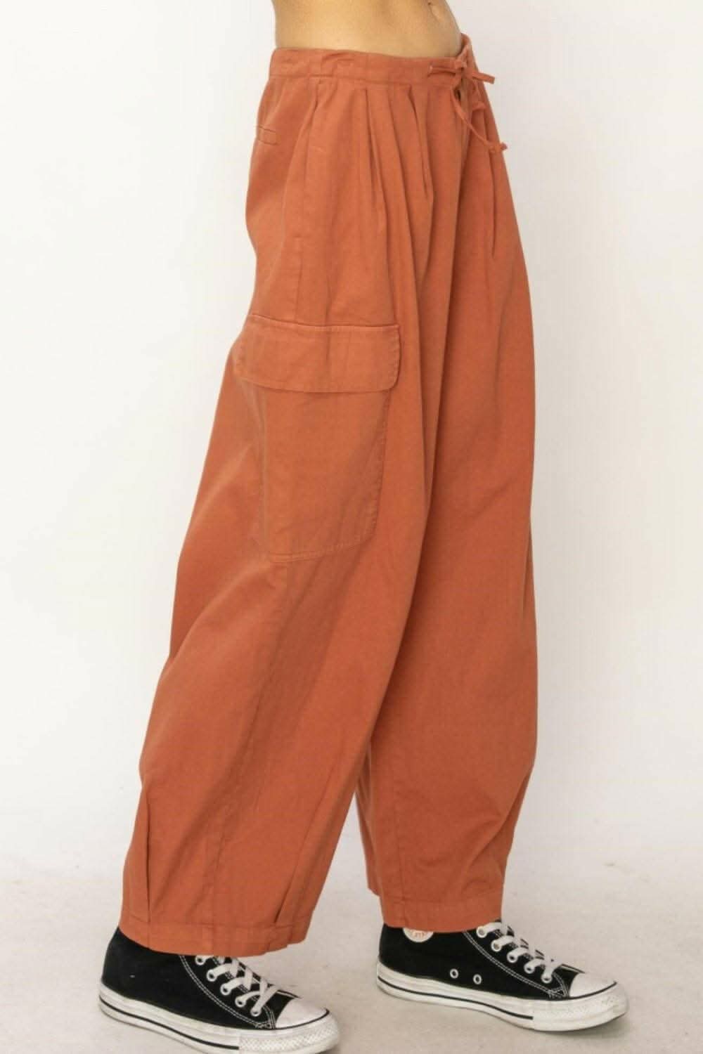 Cargo Chic Drawstring Wide Leg Trousers 