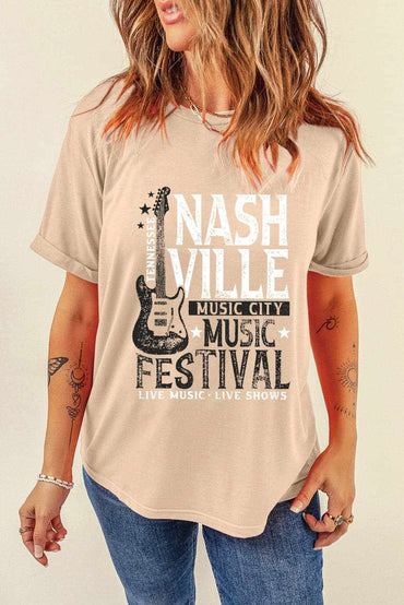 Casual letter graphic tee for women - Love Salve 