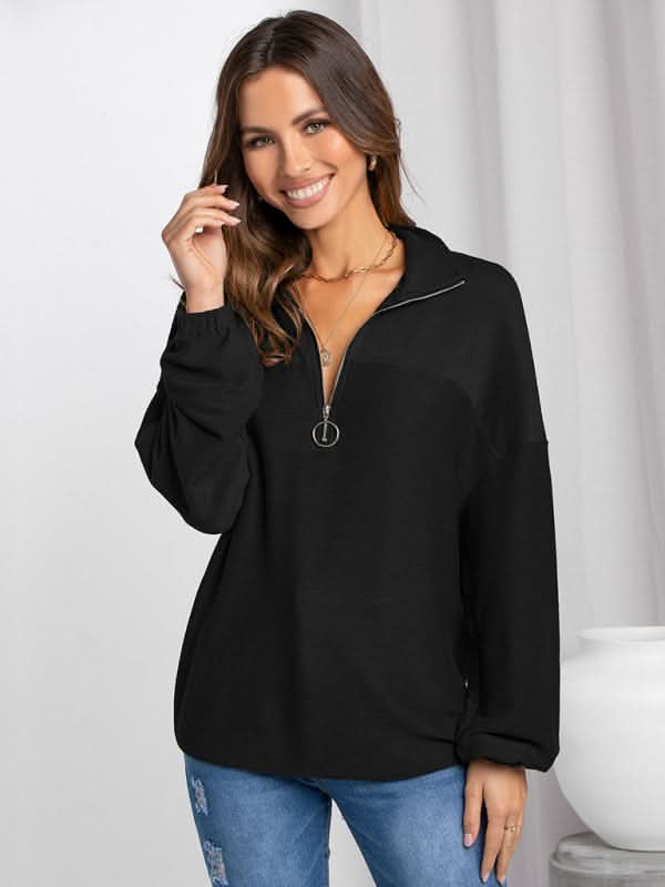 Casual solid zip hoodie - lightweight and stylish 