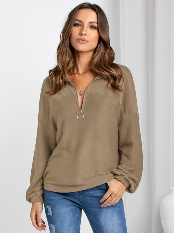 Casual solid zip hoodie - lightweight and stylish 