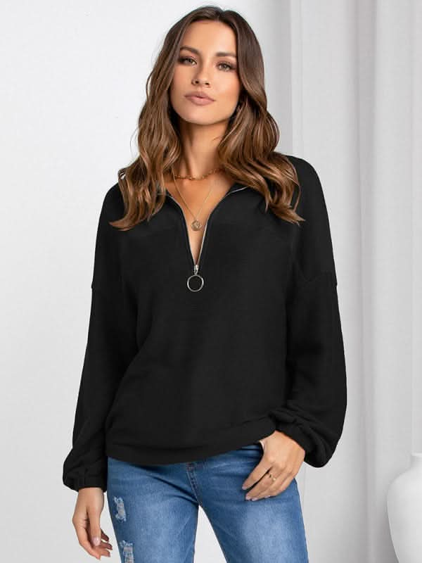 Casual solid zip hoodie - lightweight and stylish 