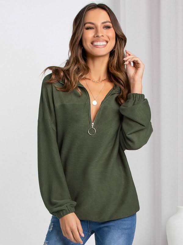 Casual solid zip hoodie - lightweight and stylish 