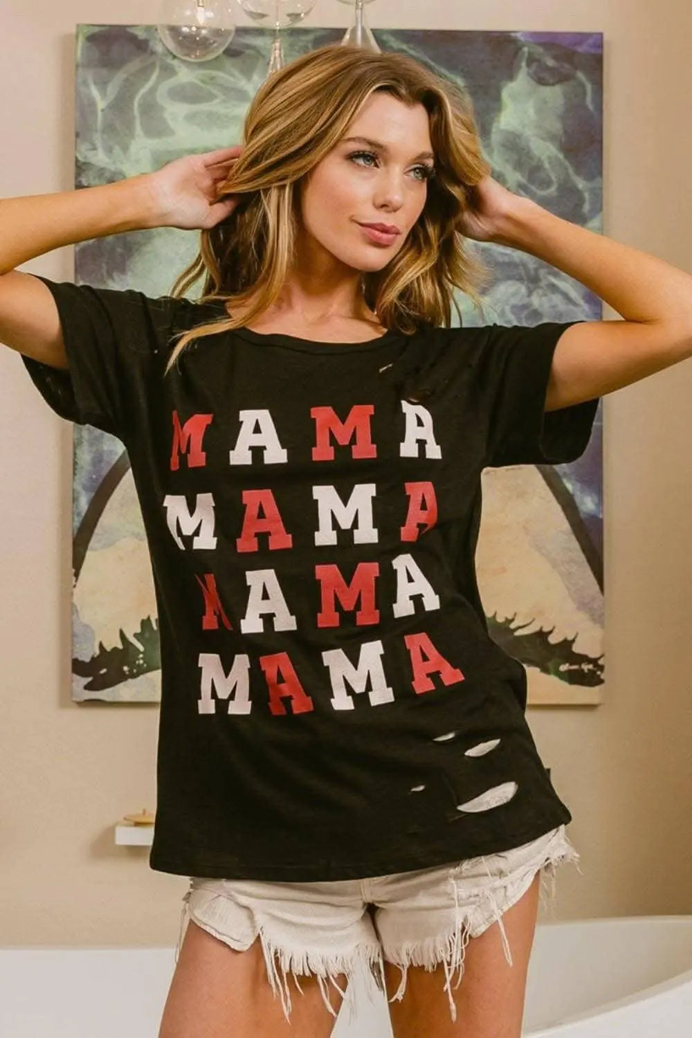 Celebrate Motherhood with Distressed Graphic Tee - Love Salve 
