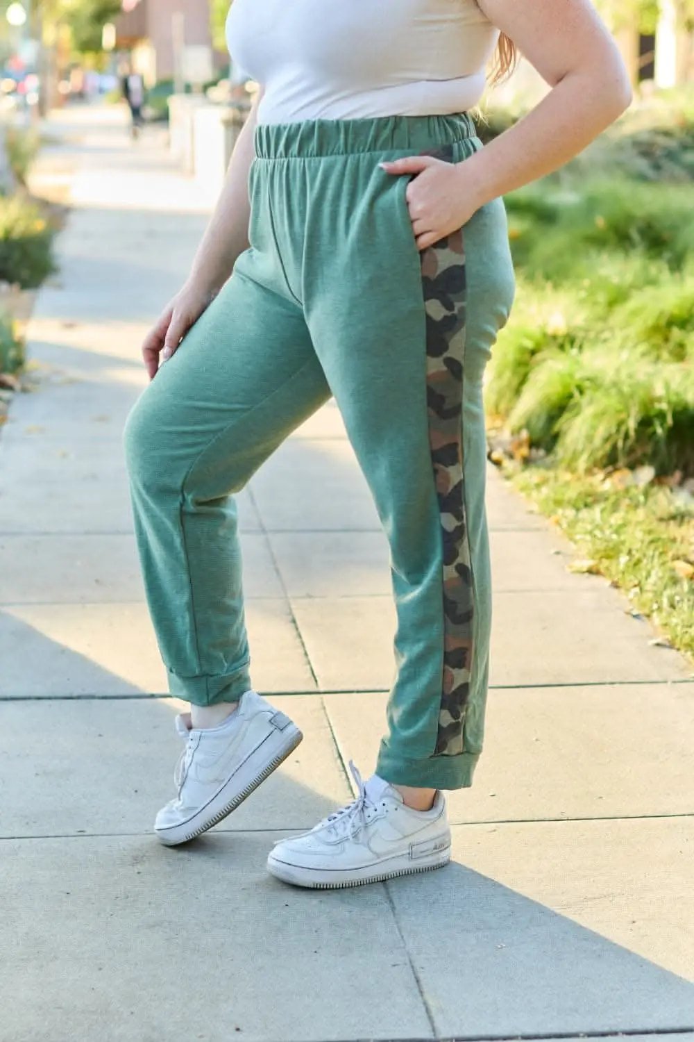 Celeste camo joggers with elastic waist - Love Salve 