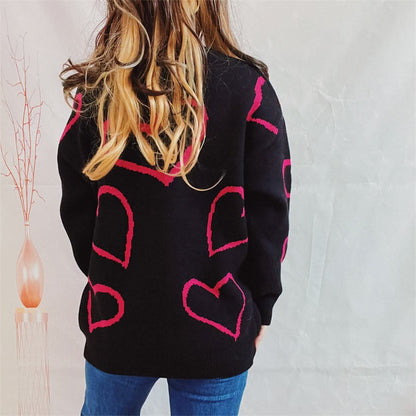 Charming heart print pullover 