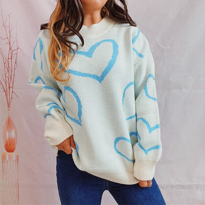 Charming heart print pullover 