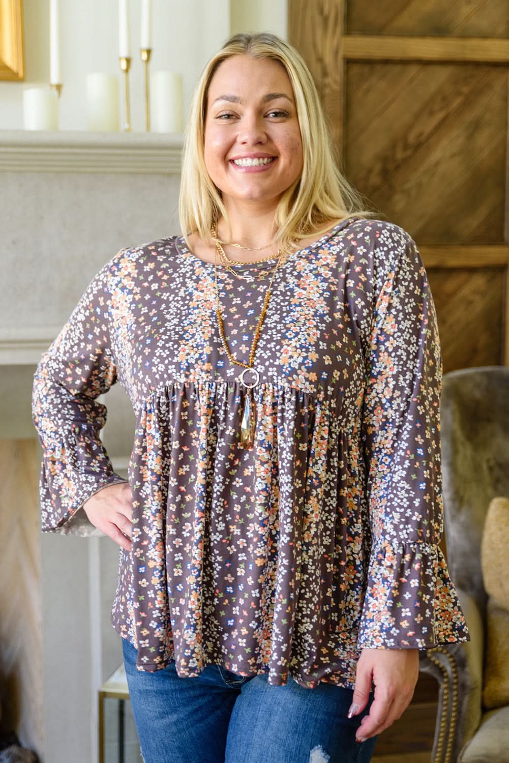 Charming plus size floral babydoll top - Love Salve 