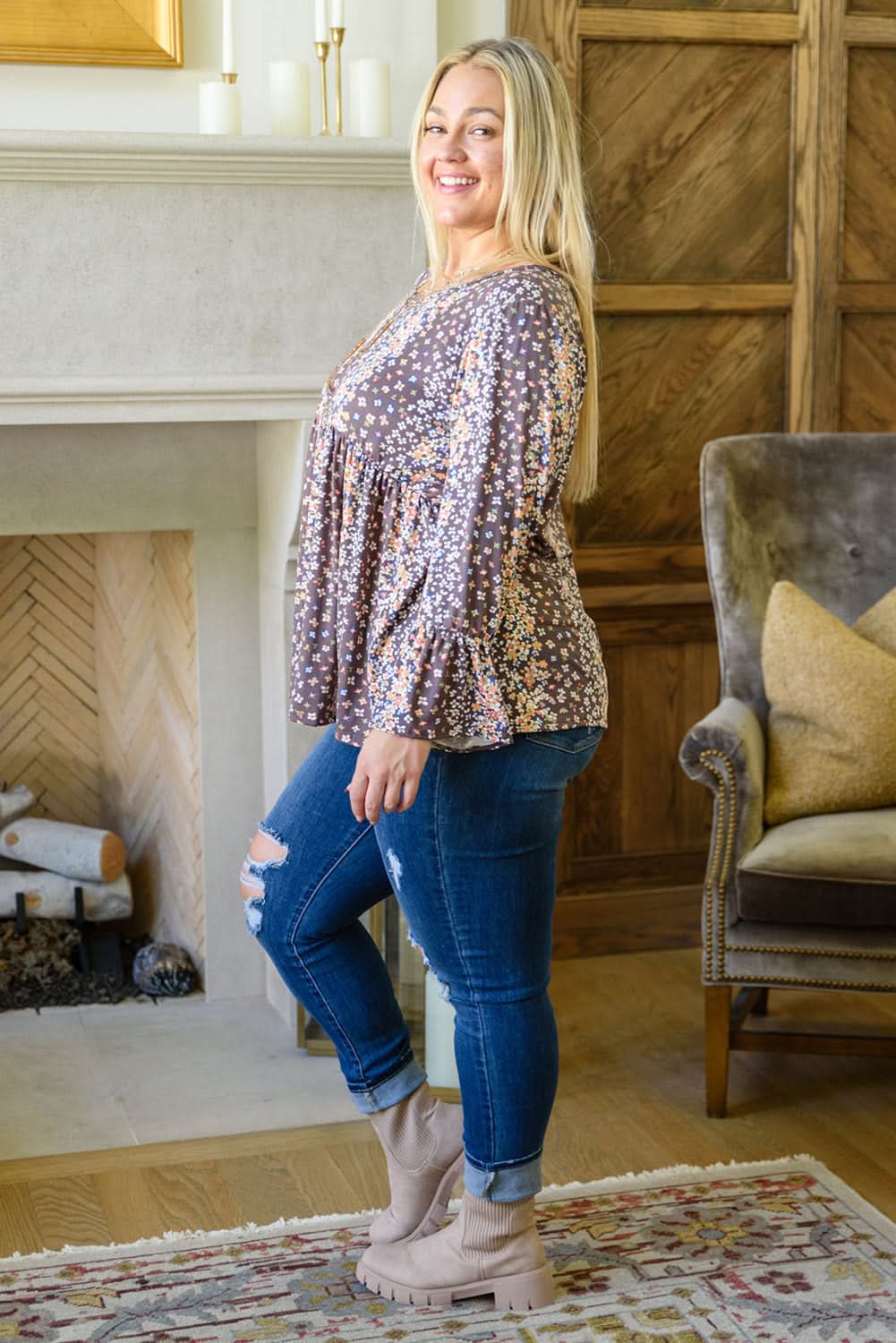 Charming plus size floral babydoll top - Love Salve 