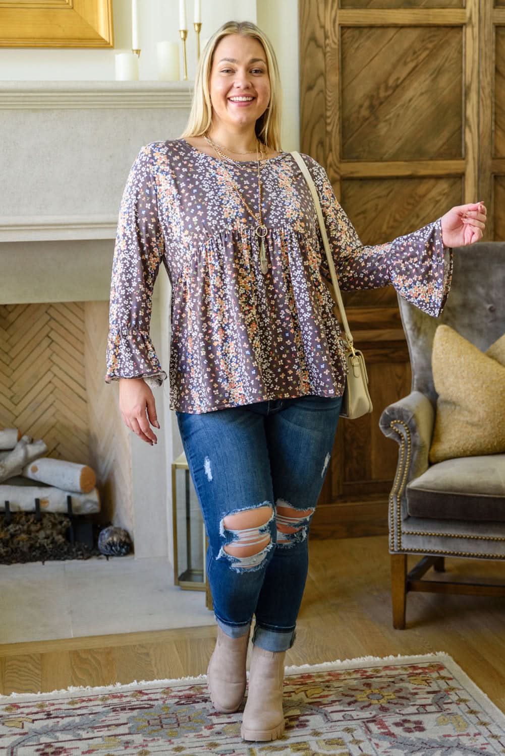 Charming plus size floral babydoll top - Love Salve 