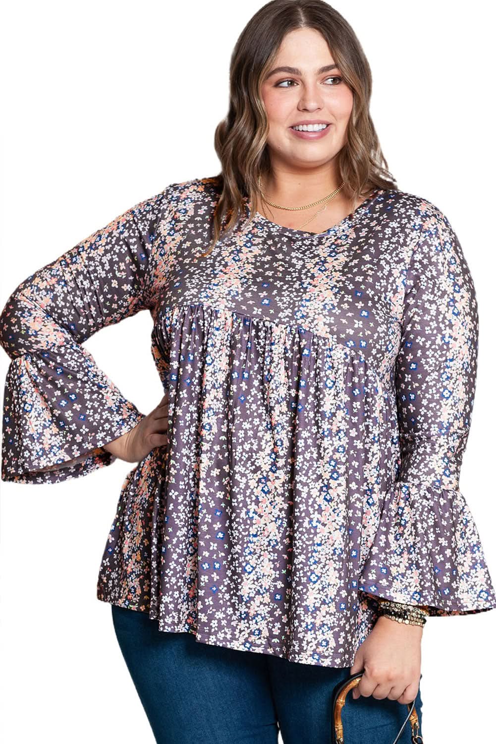 Charming plus size floral babydoll top - Love Salve 
