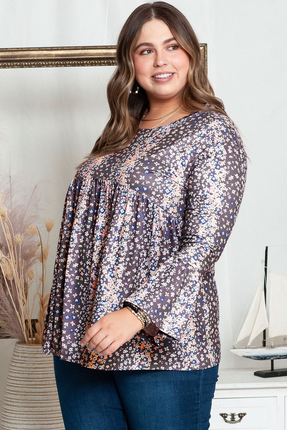 Charming plus size floral babydoll top - Love Salve 