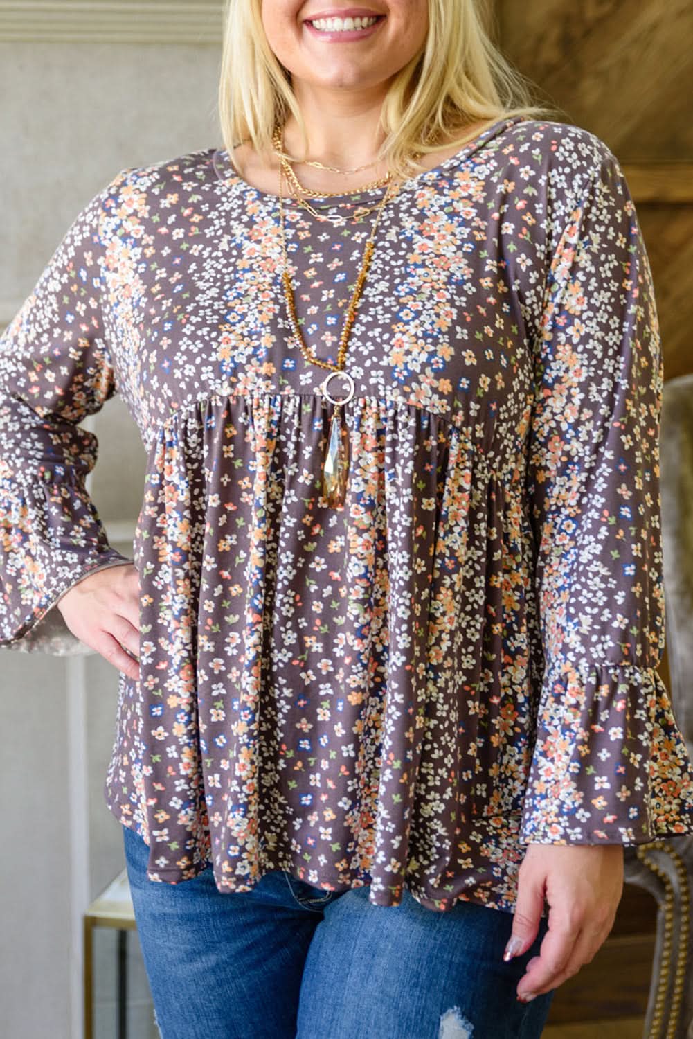 Charming plus size floral babydoll top - Love Salve 