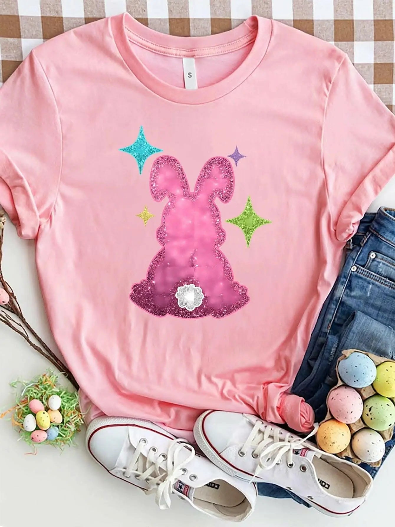 Charming rabbit print tee for women - Love Salve 